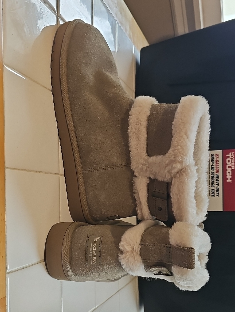 Grey Suede Faux-Fur Winter Boots for Women